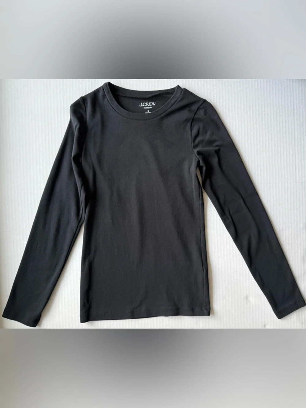 J. Crew Perfect Fit Long Sleeve Crewneck T-Shirt Black Size S BL112